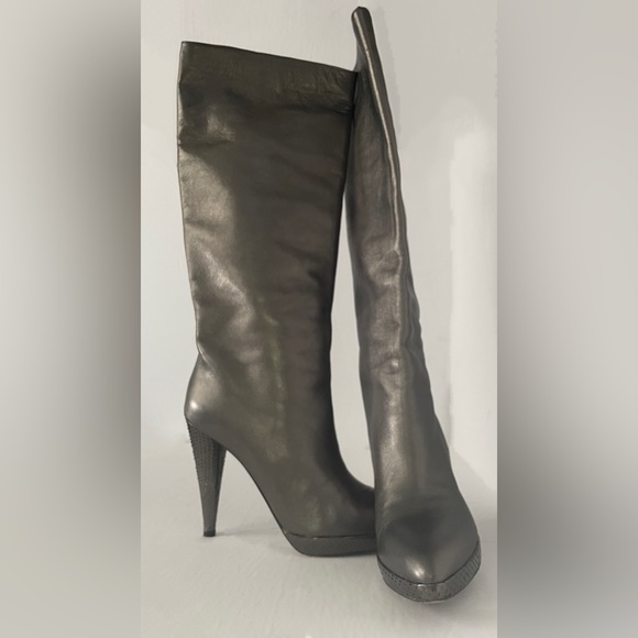 Walter Steiger Antracite Nappa Leather Snake Skin Boots Size 7 - Picture 4 of 13